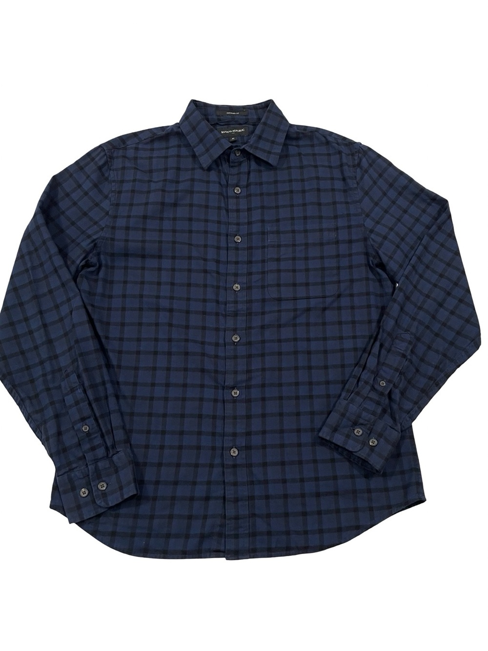 Banana Republic Plaid Blue Button-Up Long Sleeve Shirt Size M (Retail $75)